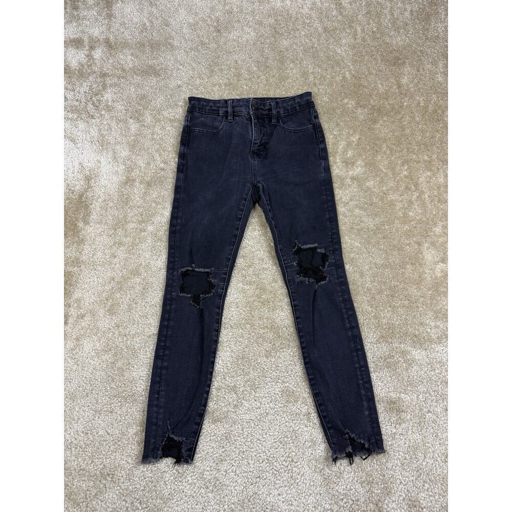 American Eagle Dream Jean Hi-Rise Jegging - 2 SHORT 25” Inseam Ripped Black A792
